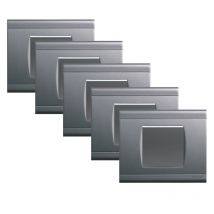 Norvika - Lot De 5 Interrupteurs Va-et-vient Complets - Gris alu