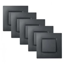 Noane - Lot De 5 Interrupteurs Va Et Vient Complets Anthracite - Gris anthracite