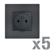 Noane - Lot 5 Prises 2p+t Affleurantes 16a Complètes Anthracite - Gris anthracite