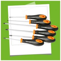 BricolageDirect - Jeu De 6 Tournevis Lame S2 + Support De Rangement *