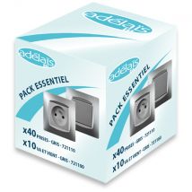 Pack Essentiel 40 Prises + 10 Interrupteurs Va-et-vient + 50 Plaques - Gris - Bricolage Direct