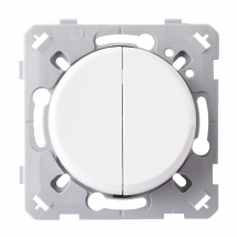 Ohmtec - Epure Interrupteur Va Et Vient + Poussoir Gauche - Blanc