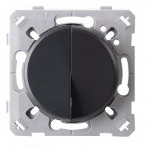 Ohmtec - Epure Interrupteur Va Et Vient + Poussoir Gauche Anthracite - Gris anthracite