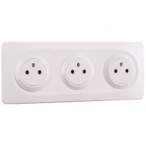 Ohmtec - Epure Bloc 3 Prises 2p+t Affleurantes Cablées + Plaques - Blanc