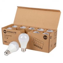 Crealys - Lot De 10 Ampoules Led Smd E27 A60 9w Chaud - Blanc