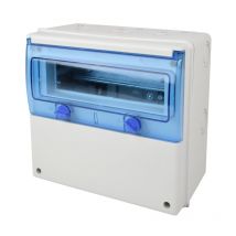 Nalto - Coffret Électrique Étanche Nu 11 Modules - Coffret gris et vitre bleutée