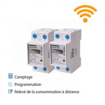 Ohmtec - Kit Option Comptage Connecté Wifi + Programmation + Relevé À Distance Pour 2 Coffrets Ou 2 Prises Ou 2 Raccordements Avec Montag