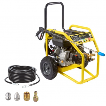Steiner - Pack Nettoyeur Haute-pression Thermique 390cc 250 Bar + Déboucheur Canalisation 20m