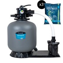 Steiner - Groupe De Filtration 0.75cv 14m³/h Ø535mm Vanne Top 6 Voies + Verre Filtrant 0,5-1,0mm 3x25 Kg