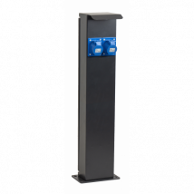 Ohmtec - Potelet Camping 80cm 2 Prises Cee 16a Avec Protection - Corps en alu et socle en acier - Gris anthracite