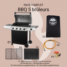 Roster - Pack Complet Bbq Gaz 5 Feux + Housse + Accessoires