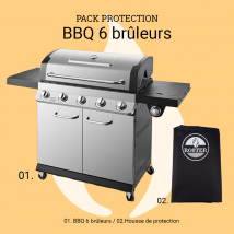 Roster - Barbecue Gaz Triple Grille 6 Brûleurs + Housse Imperméable