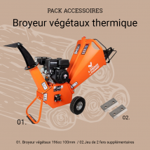 St Pierre du Champ - Pack Broyeur Thermique 196cc 100mm + 2 Fers