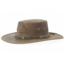 Chapeau cuir kangourou Squashy taupe - Barmah - Marron - XXL - 62/63 cm - Cuir - Australie