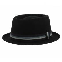 Chapeau Porkpie Crooner - Noir - M - 56/57 cm - Feutre laine - Italie