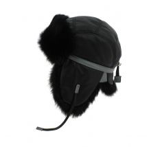 Chapka Cuir/Lapin Yukon Noir - Gena - XL - 60/61 cm - cuir d'agneau/fourrure en poils de lapin - Pologne