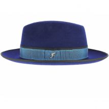 Chapeau Fédora Isidore Feutre Laine Bleu Roi Fléchet - 59 cm - Feutre laine - Europe