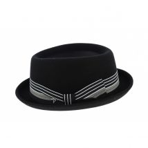 Chapeau Porkpie Impéria Noir Panizza - L - 58/59 cm - Feutre laine - Italie