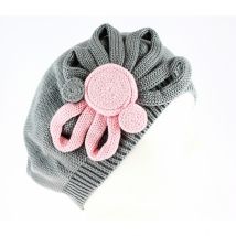 Béret Leïla Coton Fleur Gris/Rose BeBeret - Taille unique - Coton - Europe