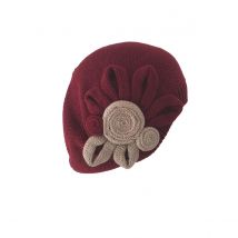 Béret Leïla Coton Fleur Bordeaux/Beige BeBeret - Taille unique - Coton - Europe