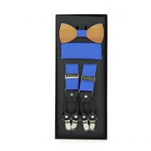 Noeud papillon homme en bois avec pochette/bretelles assorties Traclet