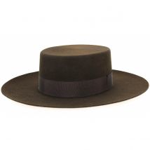 Chapeau Santiago Cordobes/Canotier Feutre Laine Chocolat Traclet - 61 cm - Feutre Laine - Espagne