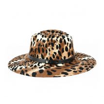 Chapeau Fedora Layton Léopard Marron - Brixton - 56 cm - Feutre Laine - Chine
