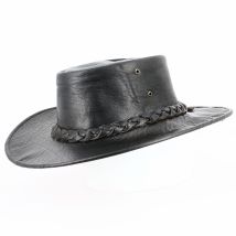 Chapeau Mahisa australien Cuir Noir - Aussie Apparel