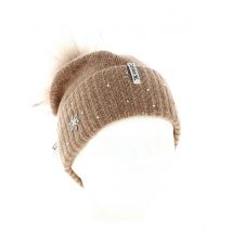 Bonnet Pompon Fourrure Betty Laine Rose pâle - Kristo - Taille unique - mohair/laine/Acrylique/polyamide - Italie