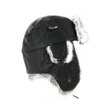 Chapka Cuir/Vraie fourrure Serena Noir Pipolaki