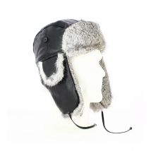 Chapka Cuir/Vraie fourrure Milo Noir Herman