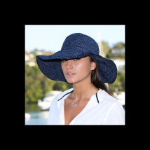 Capeline scrunchie Marine a poids blanc UPF 50+ - House Of Ord - 58 cm - polyester - Chine