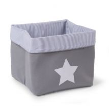 Childhome - Leinwand Korb - 32x32x29 cm - Graue Streifen