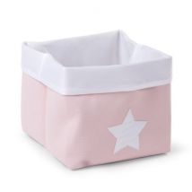 Childhome - Leinwand Korb - 32x32x29 cm - Soft Pink/White