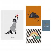 Set von 4 Postern Hello