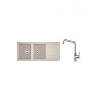 Franke - Pack Basis Fragranit Bfg621 + Mitigeur - Evier de Cuisine à Encastrer - Pack Basis Fragranit Bfg621 + Mitigeur Urban à Bec - Coloris : Beige