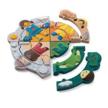 Plan Toys - Dubbelzijdige weer aankleed puzzel - vier seizoenen