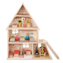 Moulin Roty - Houten poppenhuis met meubels - La Grande Famille
