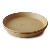 Mushie - Set van 2 ronde borden - Mustard