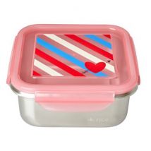 Rice - Vierkante lunchbox in RVS - Candy Stripes
