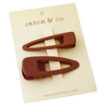 Grech & Co - Rode set van 2 haarclips - Rust