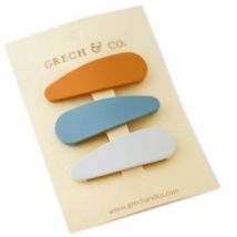 Grech & Co - Setje van 3 haarclips - Golden/Light blue/Buff