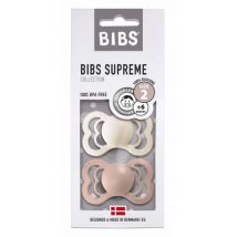 BIBS - Set van 2 BIBS Supreme tutjes in silicone - Ivory & Blush maat 2