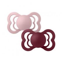 BIBS - Set van 2 BIBS Supreme tutjes in silicone - Pink Plum & Elderberry maat 2