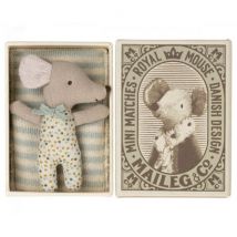 Maileg - Sleepy/wakey Babymuis in luciferdoosje - Blauw