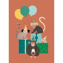 Petit Monkey - Postkaart - Party apen
