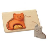 Plan Toys - Rubberhouten inlegpuzzel - Katten