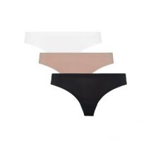 3 Pack White Black and Tan Seamless Thongs New Look