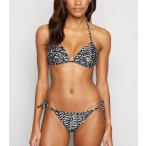 Women's Black Zebra Print Tie Side Bikini Bottoms New Look