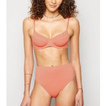 Women's Pale Pink Glitter High Waist High Leg Bikini Bottoms New Look